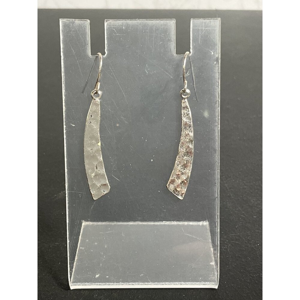 Silver-Toned Dangle Earrings With Abstract Design
